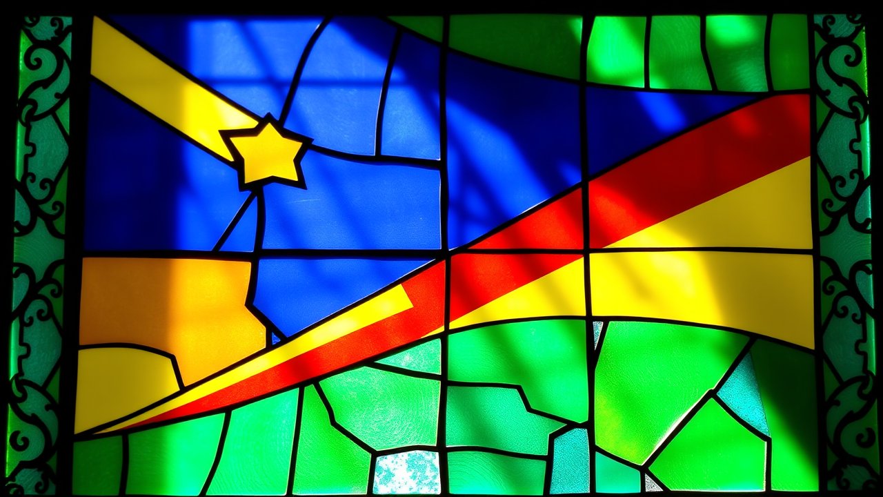 Flag of Seychelles 🇸🇨 in stained glass style
