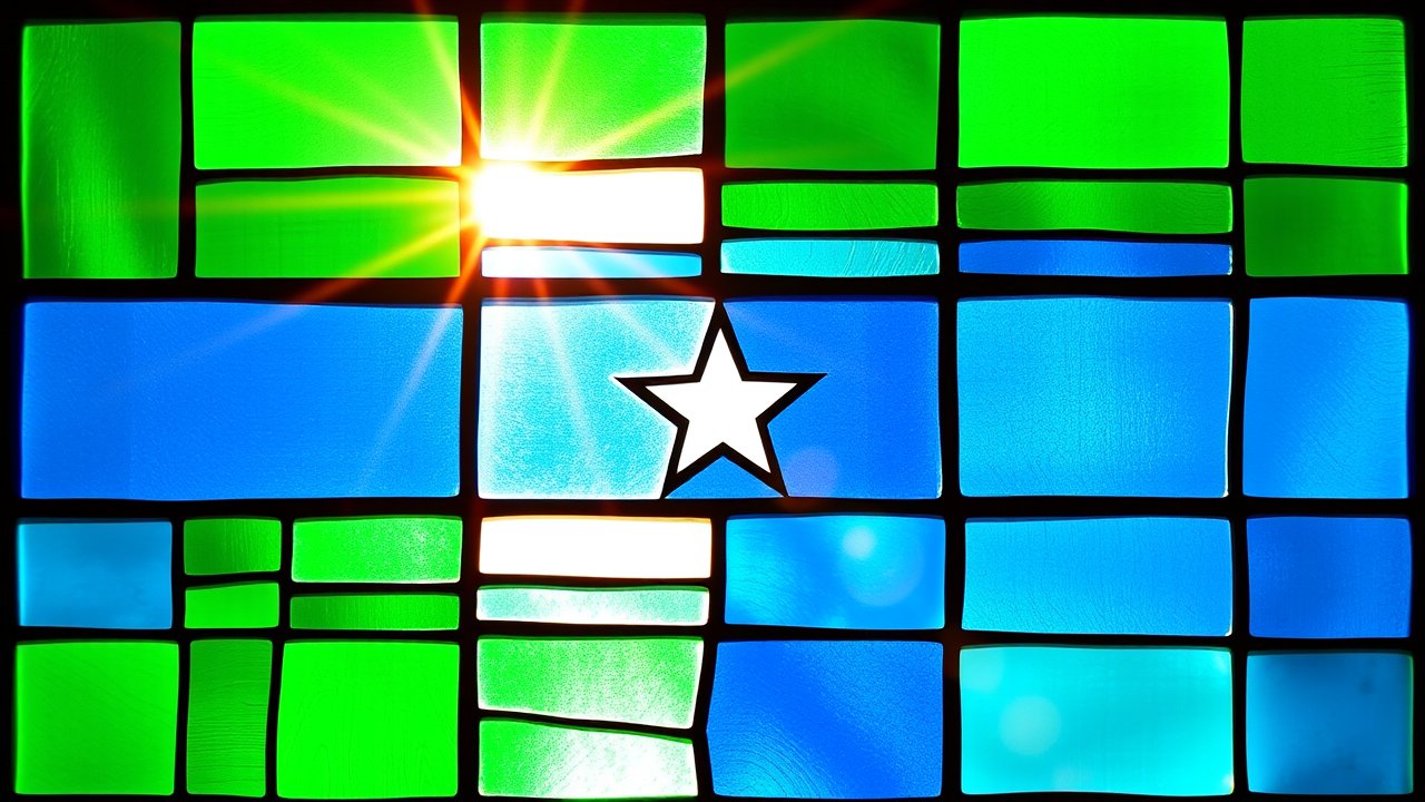Flag of Sierra Leone 🇸🇱 in stained glass style