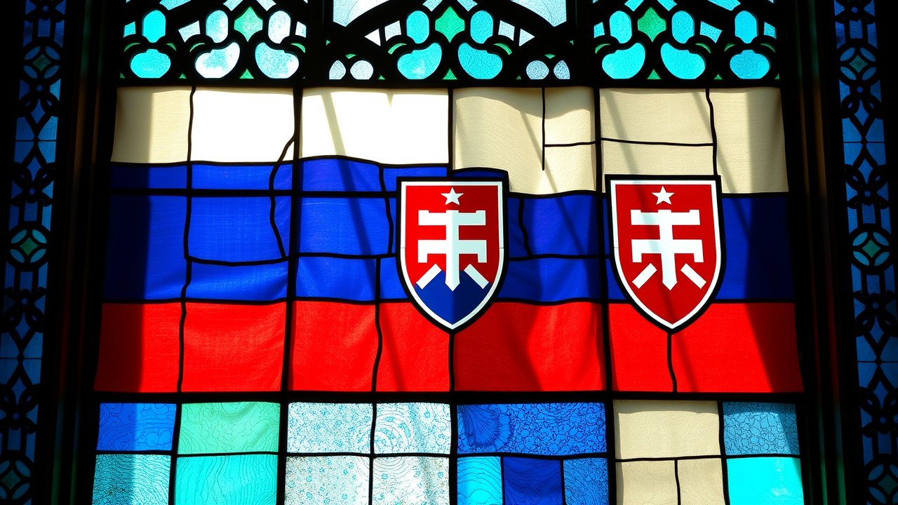 Flag of Slovakia 🇸🇰 in stained glass style