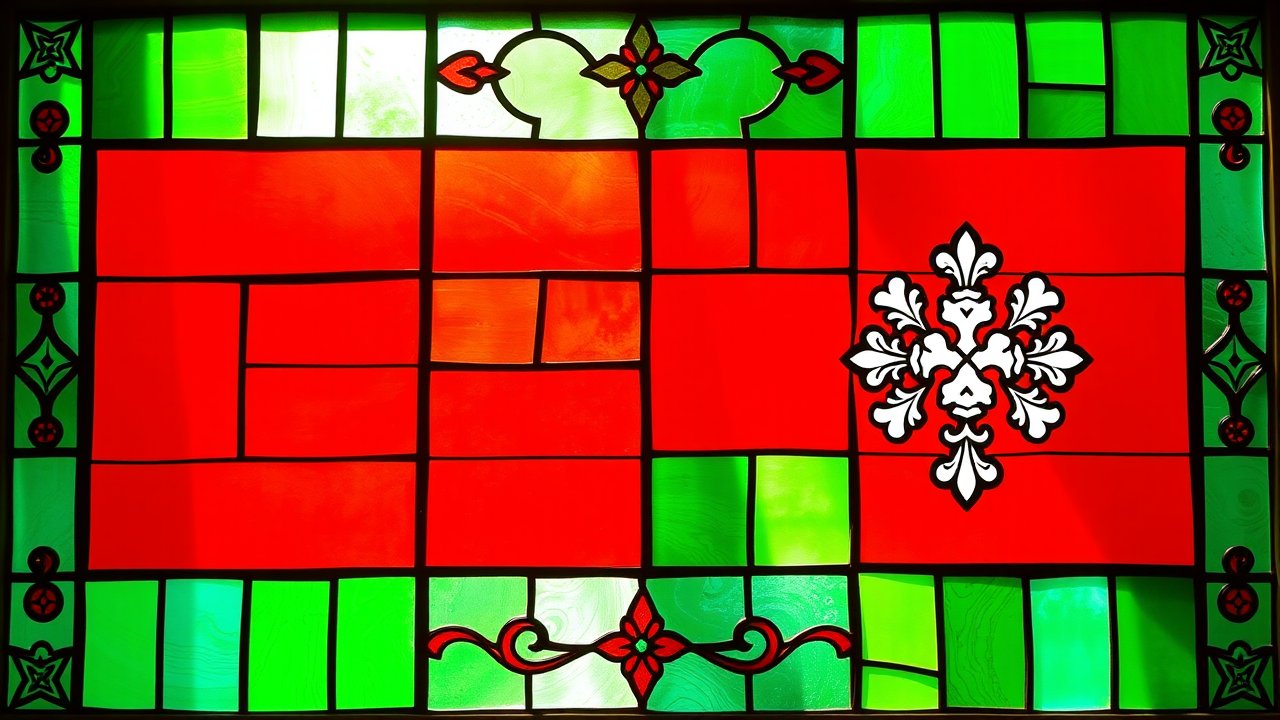 Flag of Belarus 🇧🇾 in stained glass style