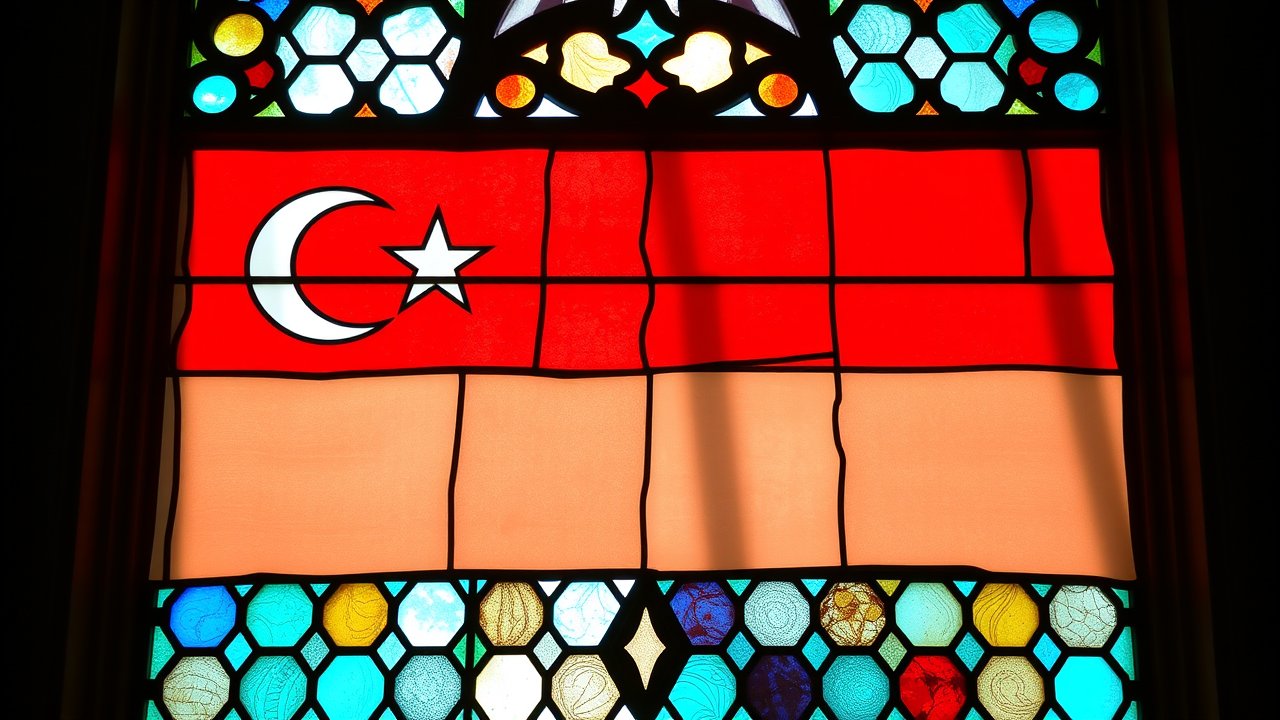 Flag of Singapore 🇸🇬 in stained glass style