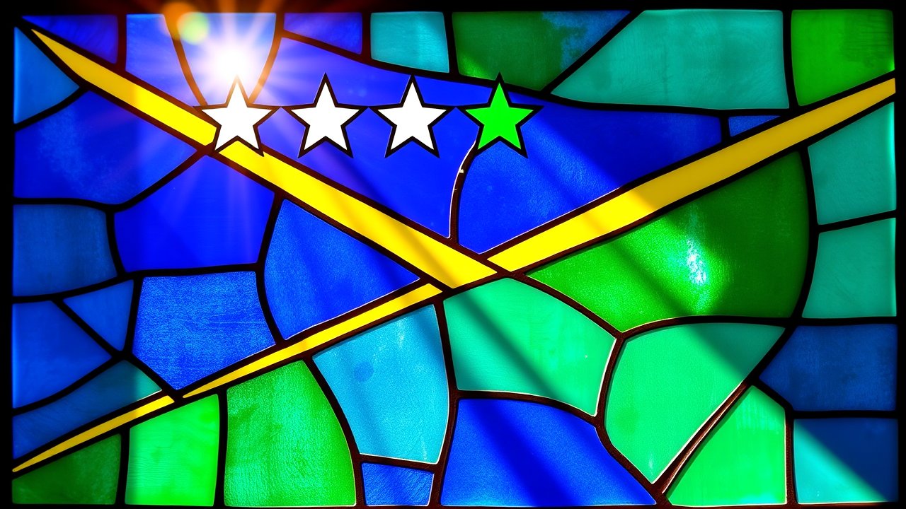 Flag of Solomon Islands 🇸🇧 in stained glass style