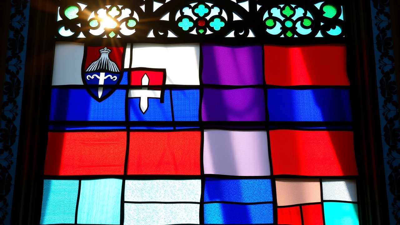Flag of Slovenia 🇸🇮 in stained glass style