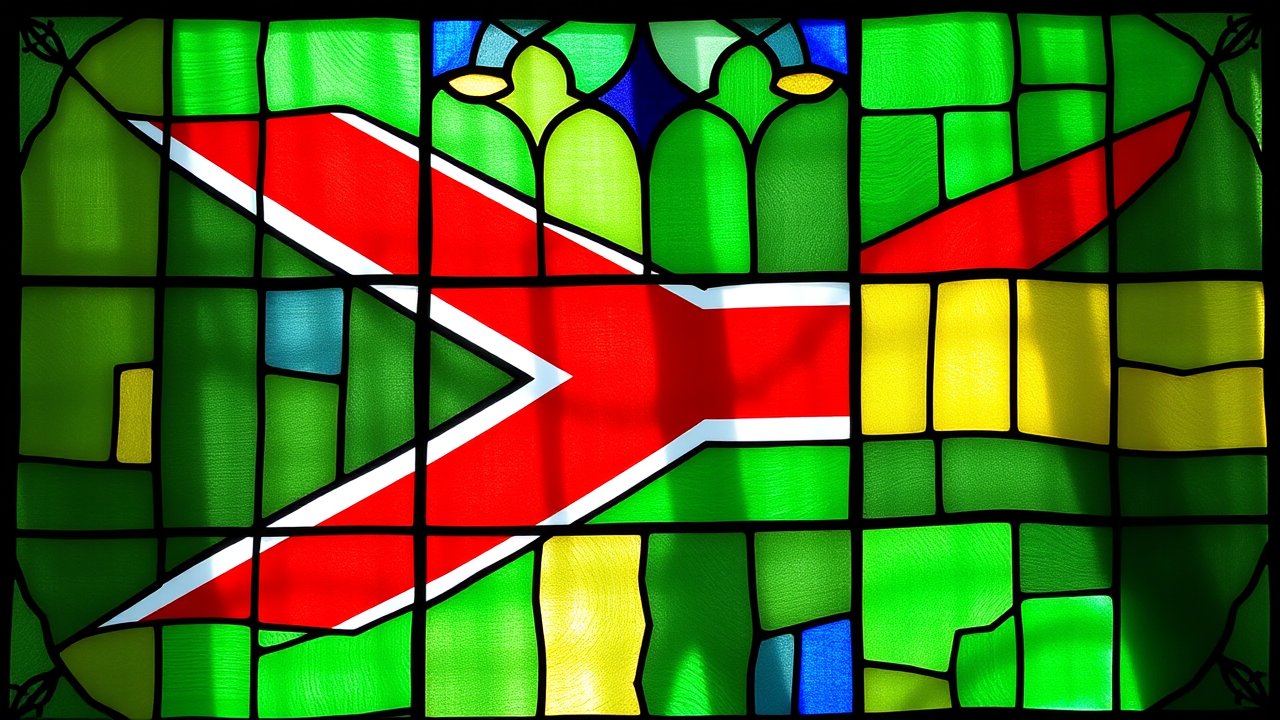 Flag of South Africa 🇿🇦 in stained glass style
