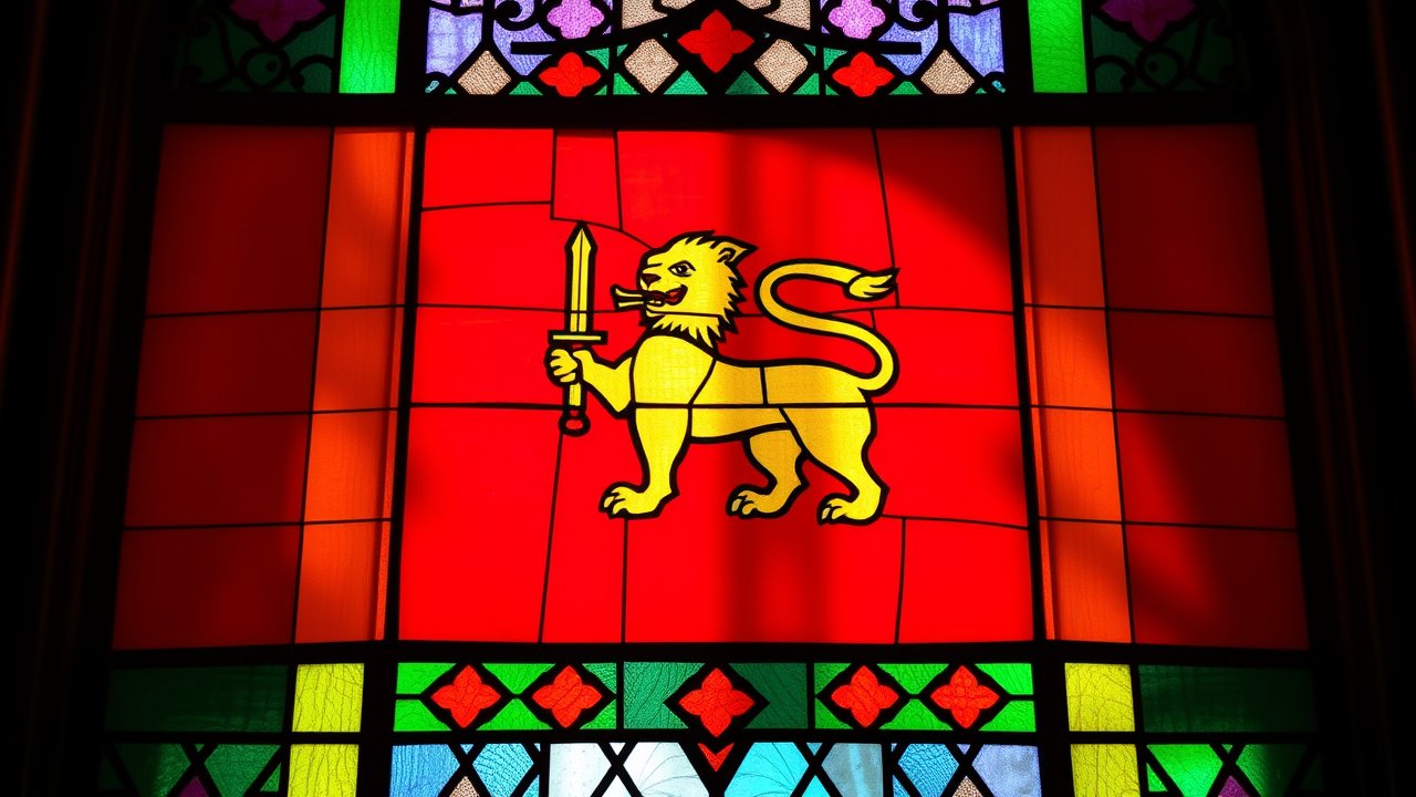 Flag of Sri Lanka 🇱🇰 in stained glass style