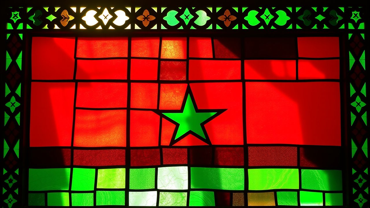 Flag of Sudan 🇸🇩 in stained glass style
