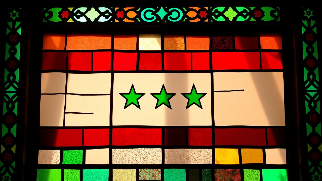Flag of Syria 🇸🇾 in stained glass style