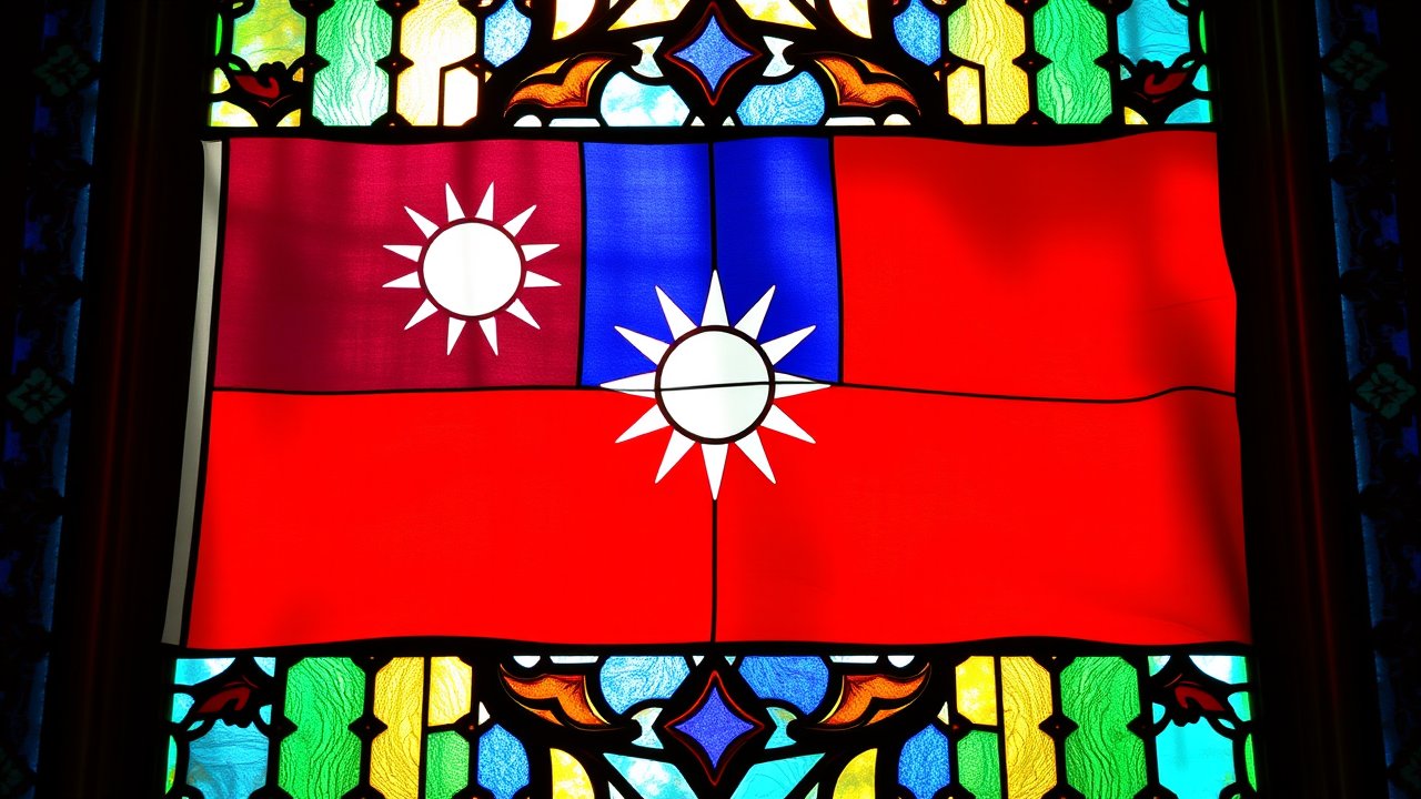 Flag of Taiwan 🇹🇼 in stained glass style
