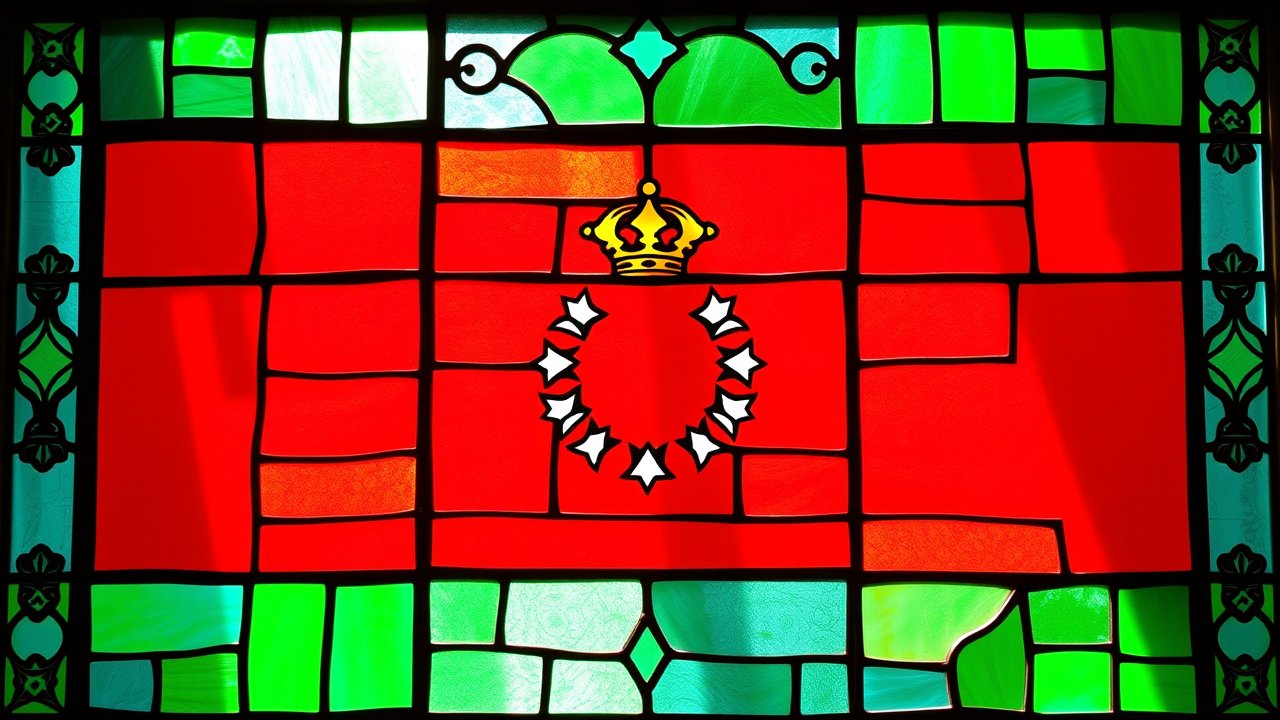 Flag of Tajikistan 🇹🇯 in stained glass style