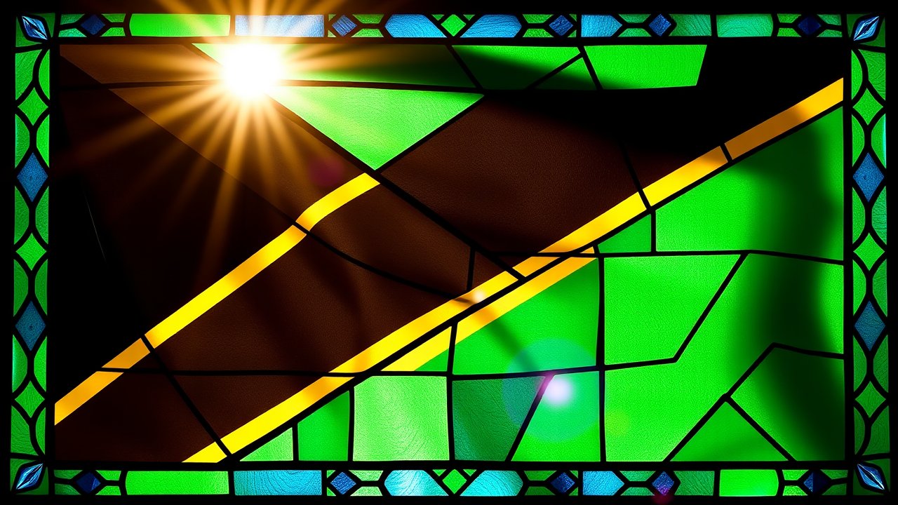 Flag of Tanzania 🇹🇿 in stained glass style