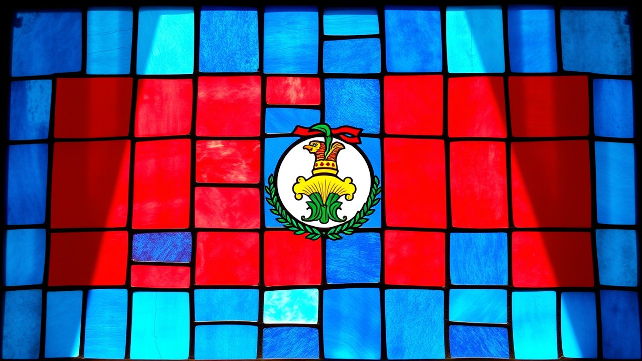 Flag of Belize 🇧🇿 in stained glass style