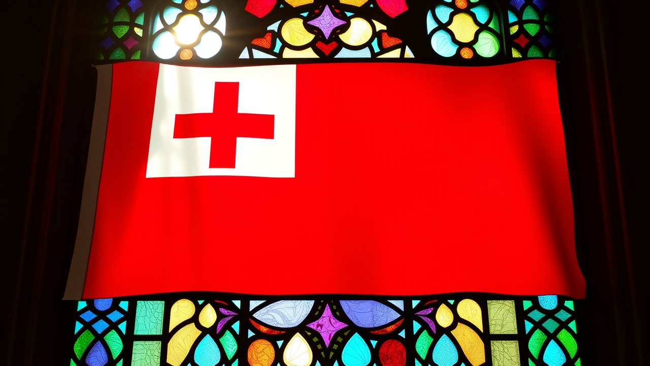 Flag of Tonga 🇹🇴 in stained glass style