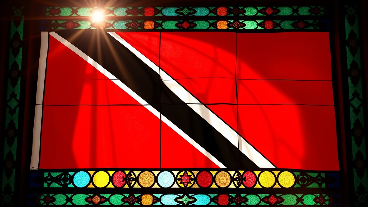 Flag of Trinidad and Tobago 🇹🇹 in stained glass style