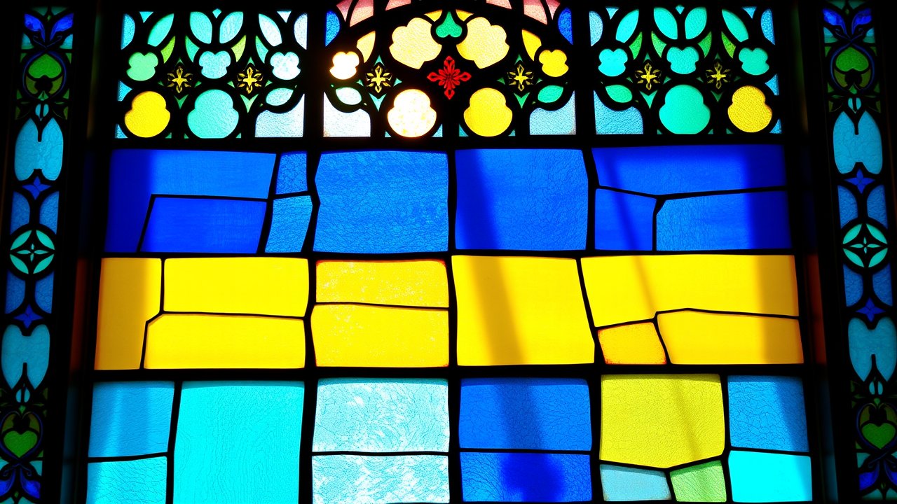 Flag of Ukraine 🇺🇦 in stained glass style