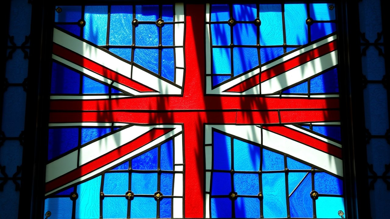 Flag of United Kingdom 🇬🇧 in stained glass style