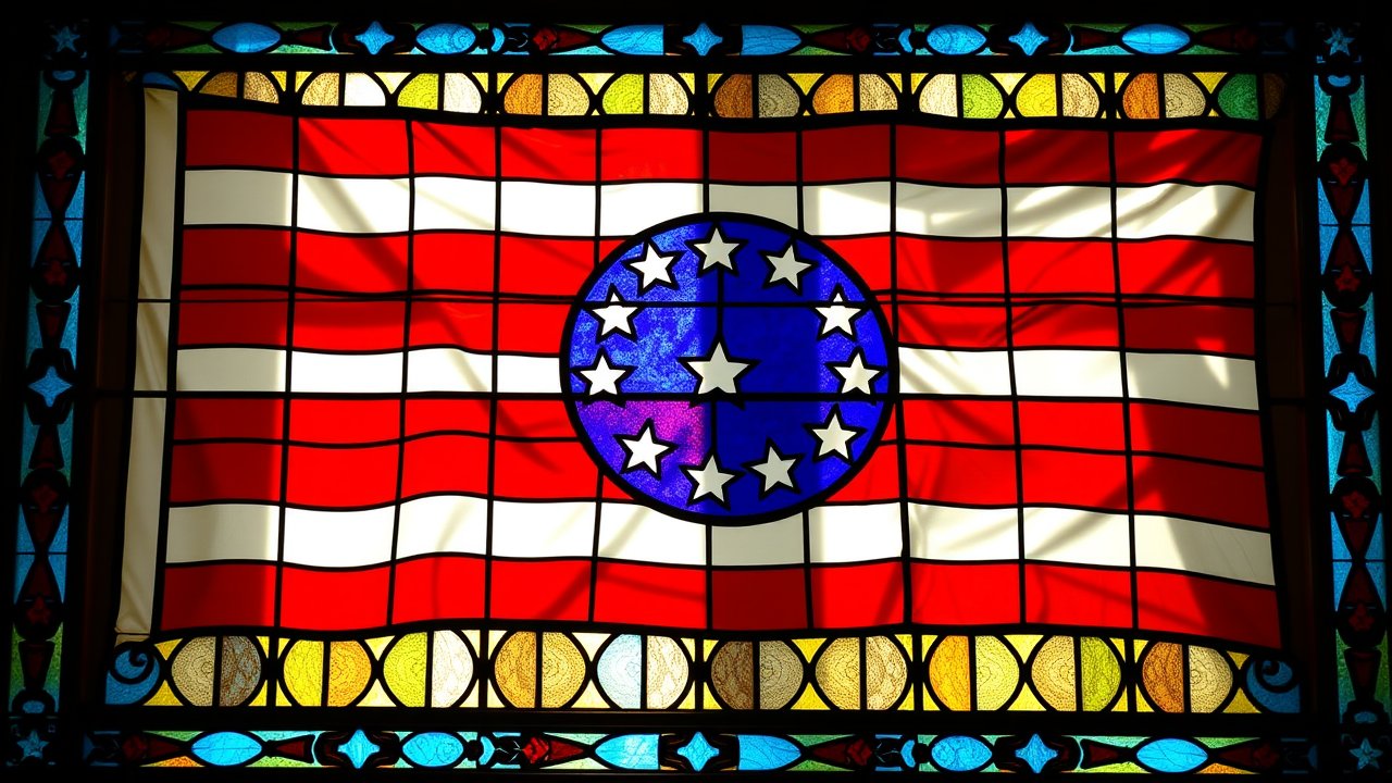 Flag of United States 🇺🇸 in stained glass style