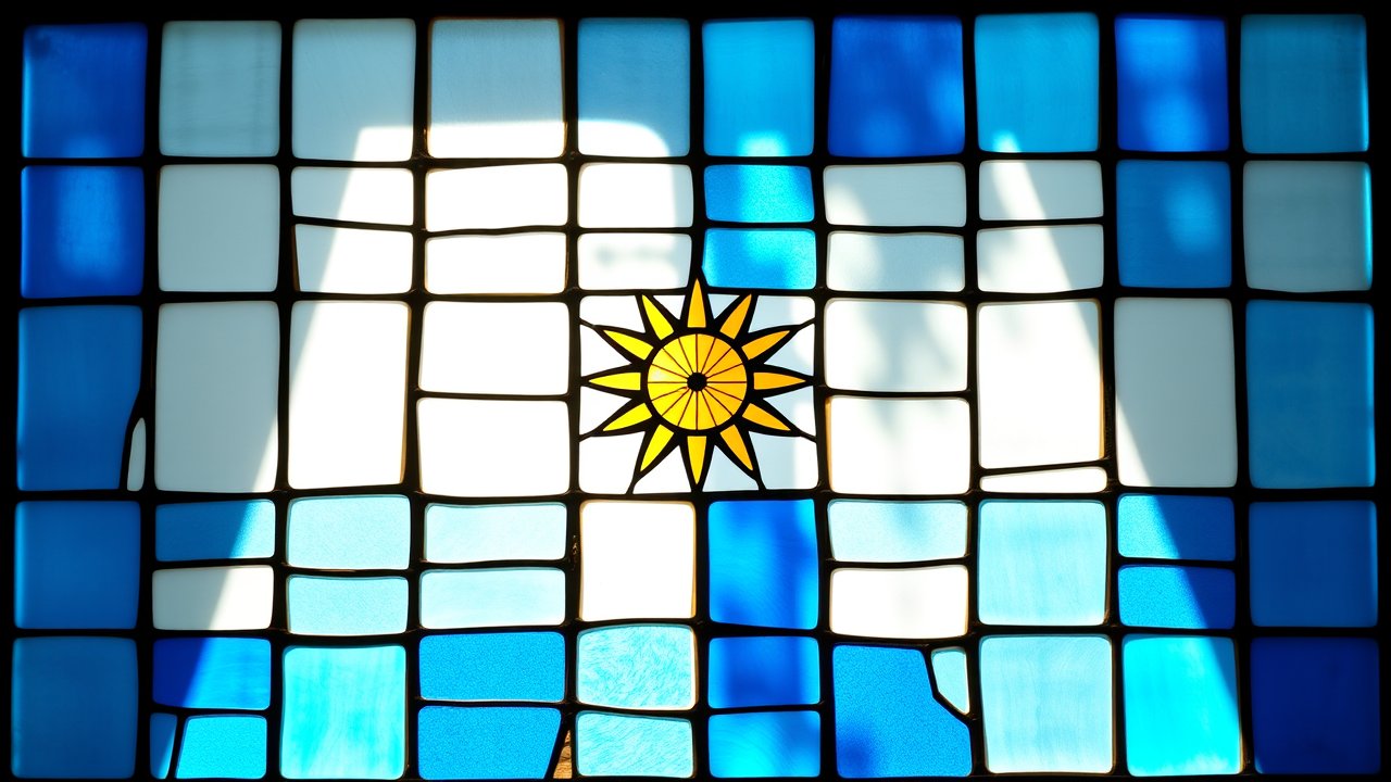 Flag of Uruguay 🇺🇾 in stained glass style