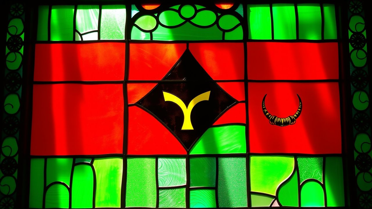 Flag of Vanuatu 🇻🇺 in stained glass style