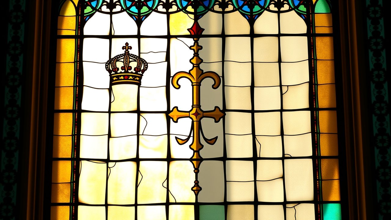 Flag of Vatican City 🇻🇦 in stained glass style