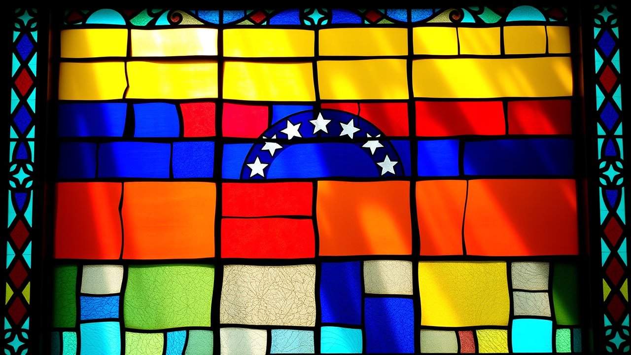 Flag of Venezuela 🇻🇪 in stained glass style