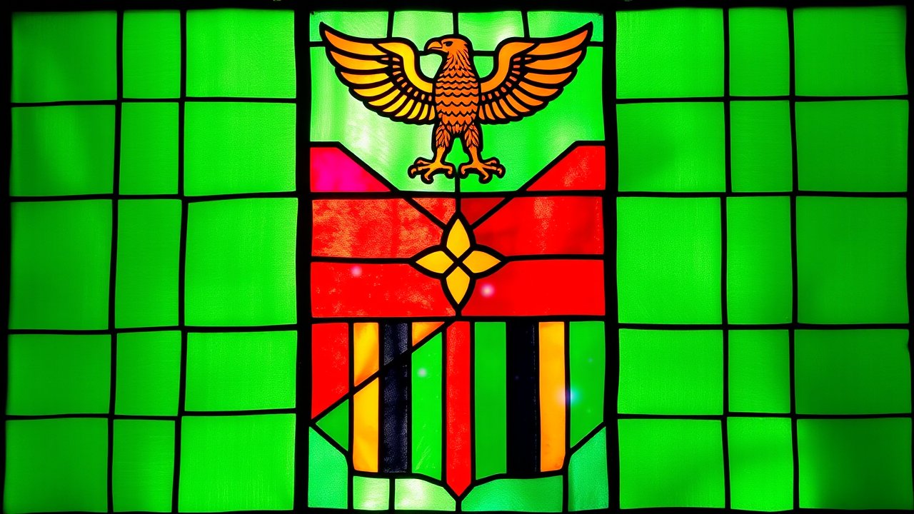 Flag of Zambia 🇿🇲 in stained glass style