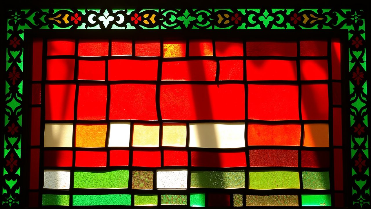 Flag of Yemen 🇾🇪 in stained glass style