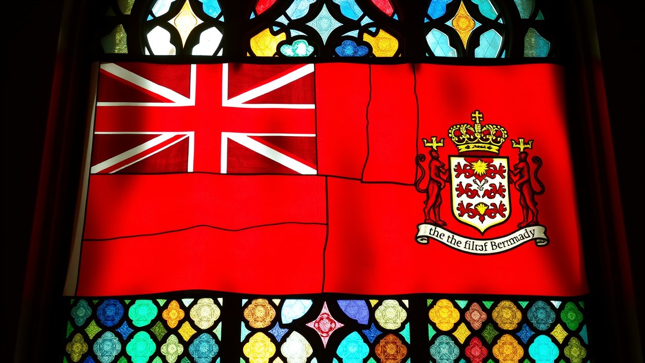Flag of Bermuda 🇧🇲 in stained glass style