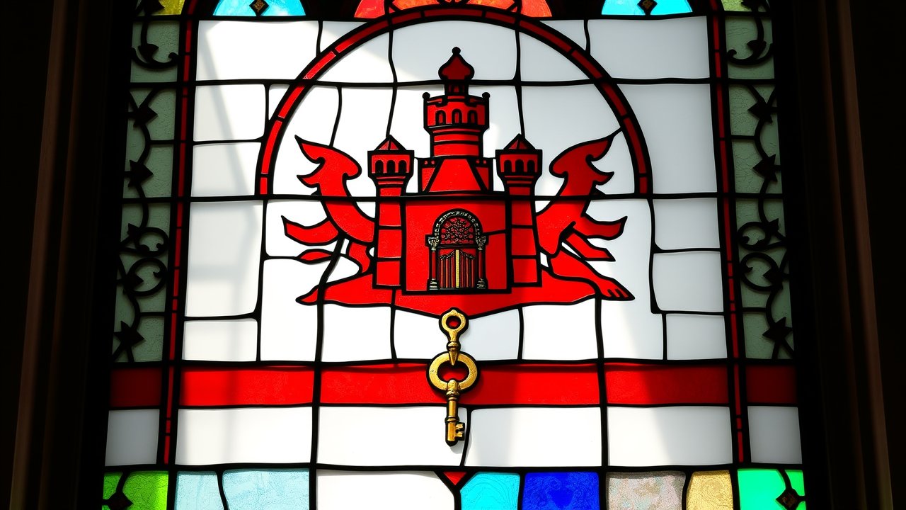 Flag of Gibraltar 🇬🇮 in stained glass style