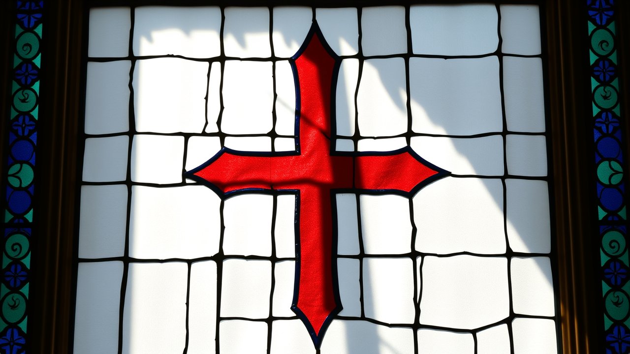 Flag of Faroe Islands 🇫🇴 in stained glass style