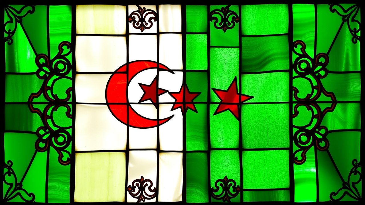 Flag of Algeria 🇩🇿 in stained glass style