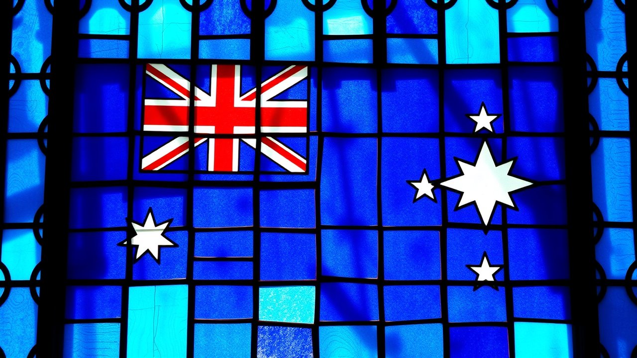 Flag of Australia 🇦🇺 in stained glass style
