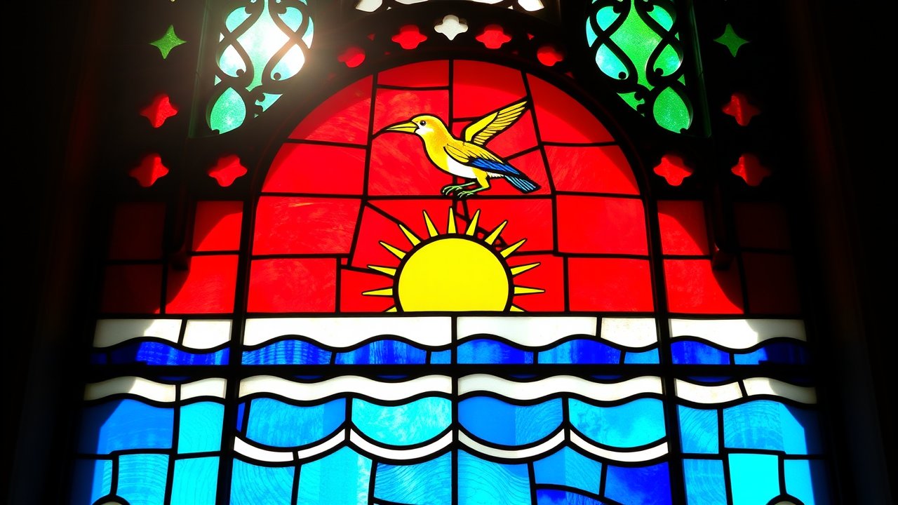 Flag of Kiribati 🇰🇮 in stained glass style