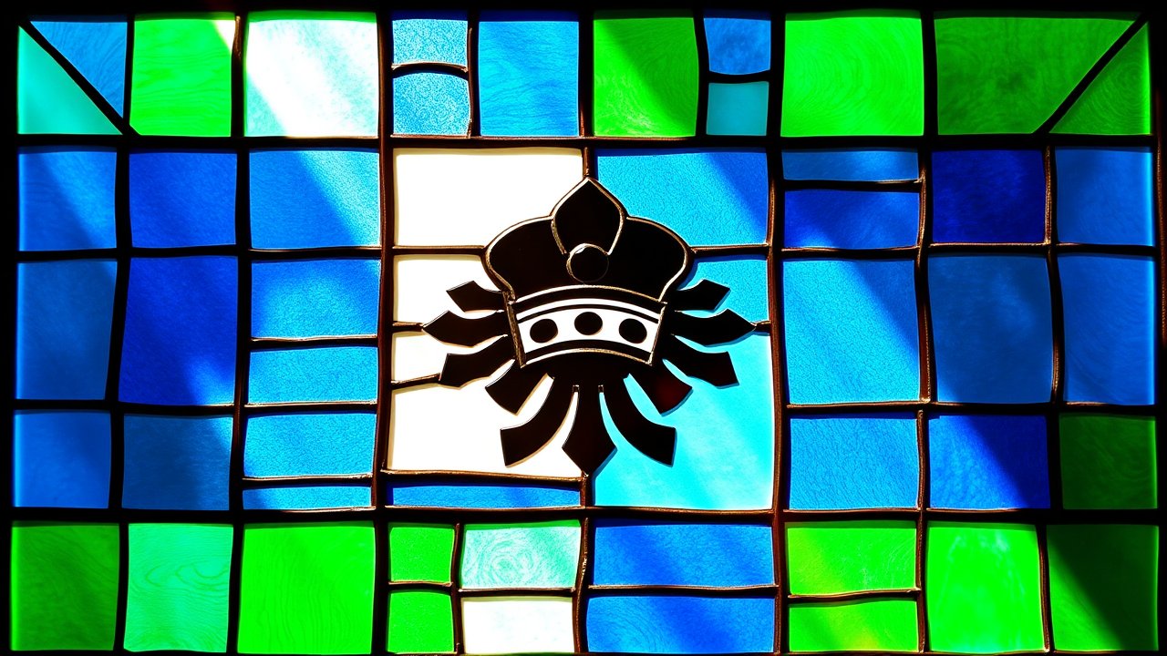 Flag of Lesotho 🇱🇸 in stained glass style