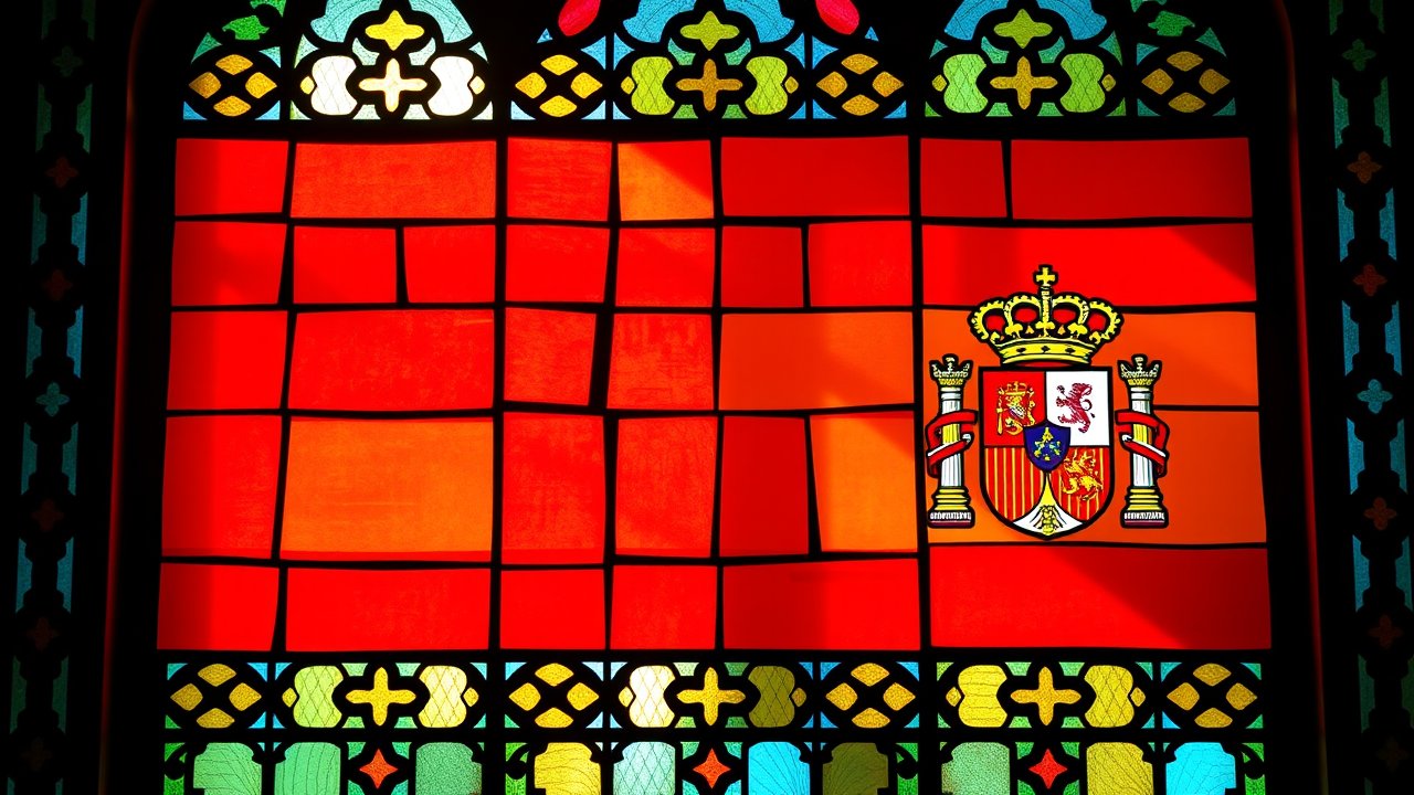 Flag of Spain 🇪🇸 in stained glass style