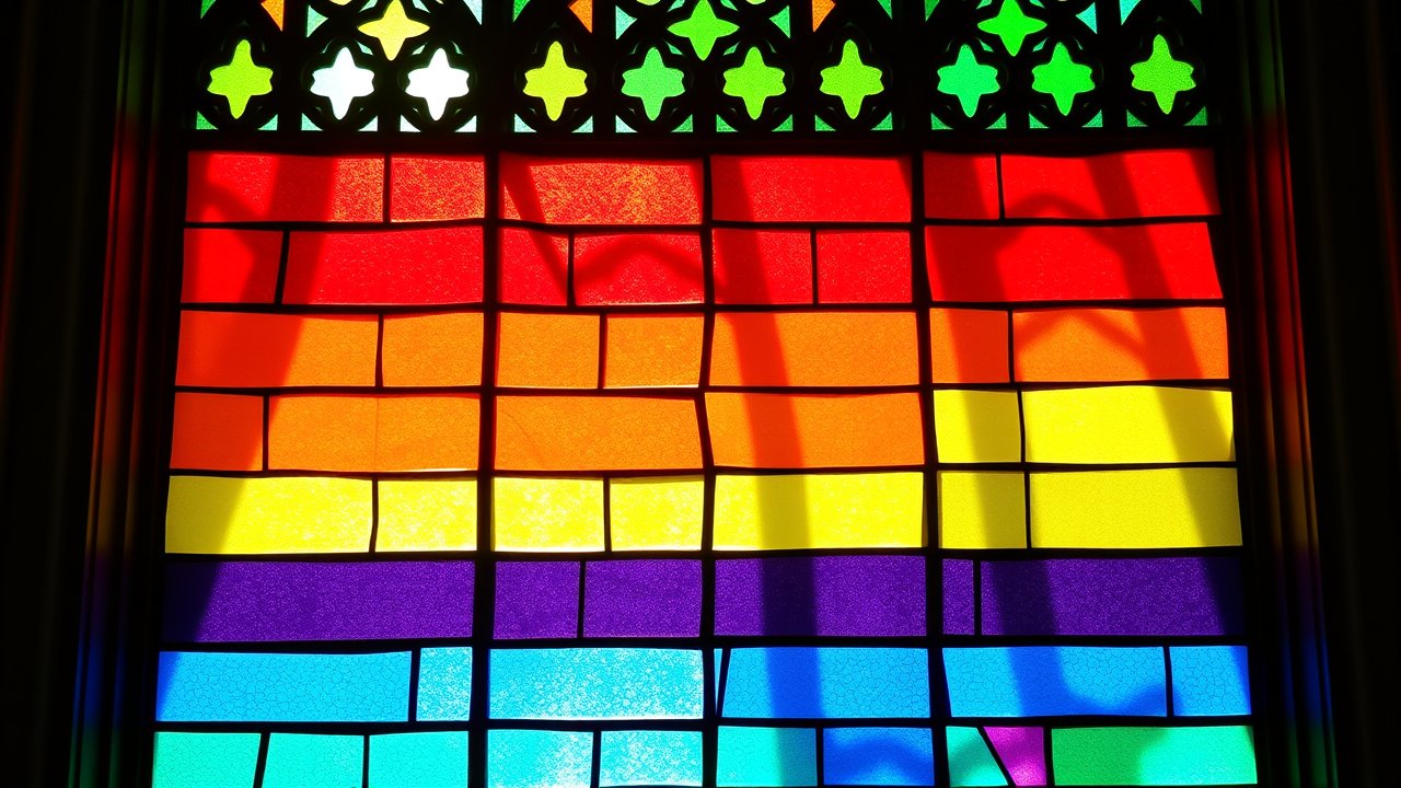 Flag of Pride 🏳️‍🌈 (Rainbow) in stained glass style