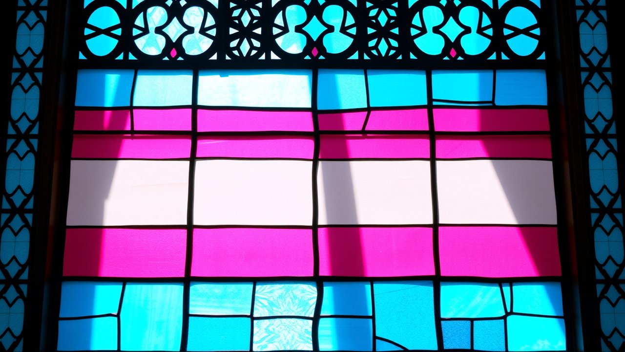 Flag of Transgender (trans) 🏳️‍⚧️ in stained glass style