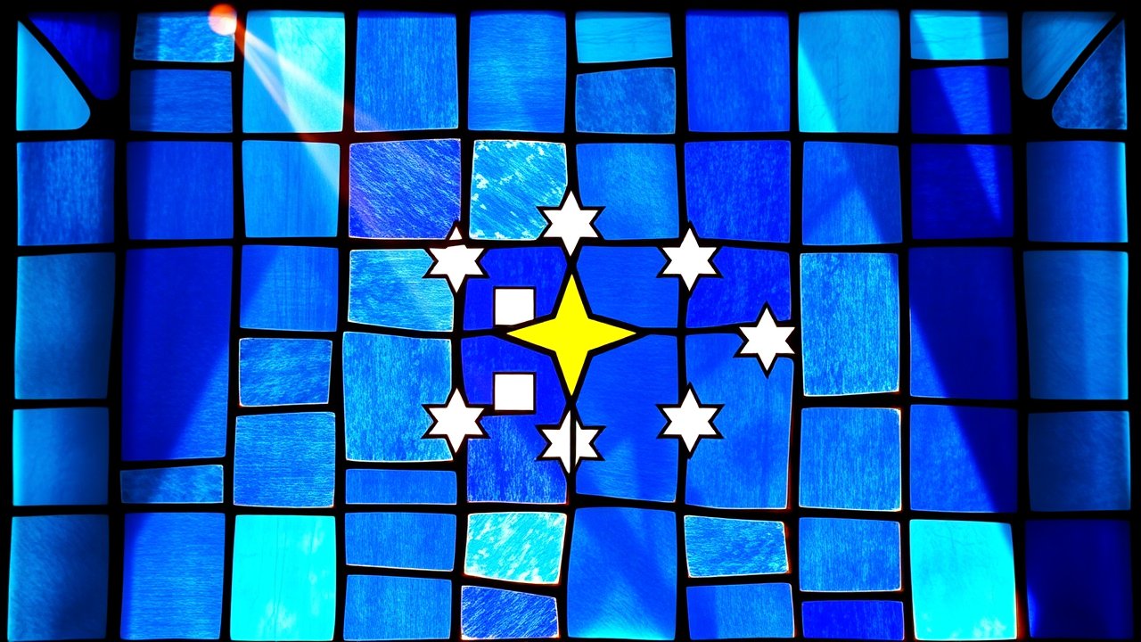 Flag of Bosnia and Herzegovina 🇧🇦 in stained glass style
