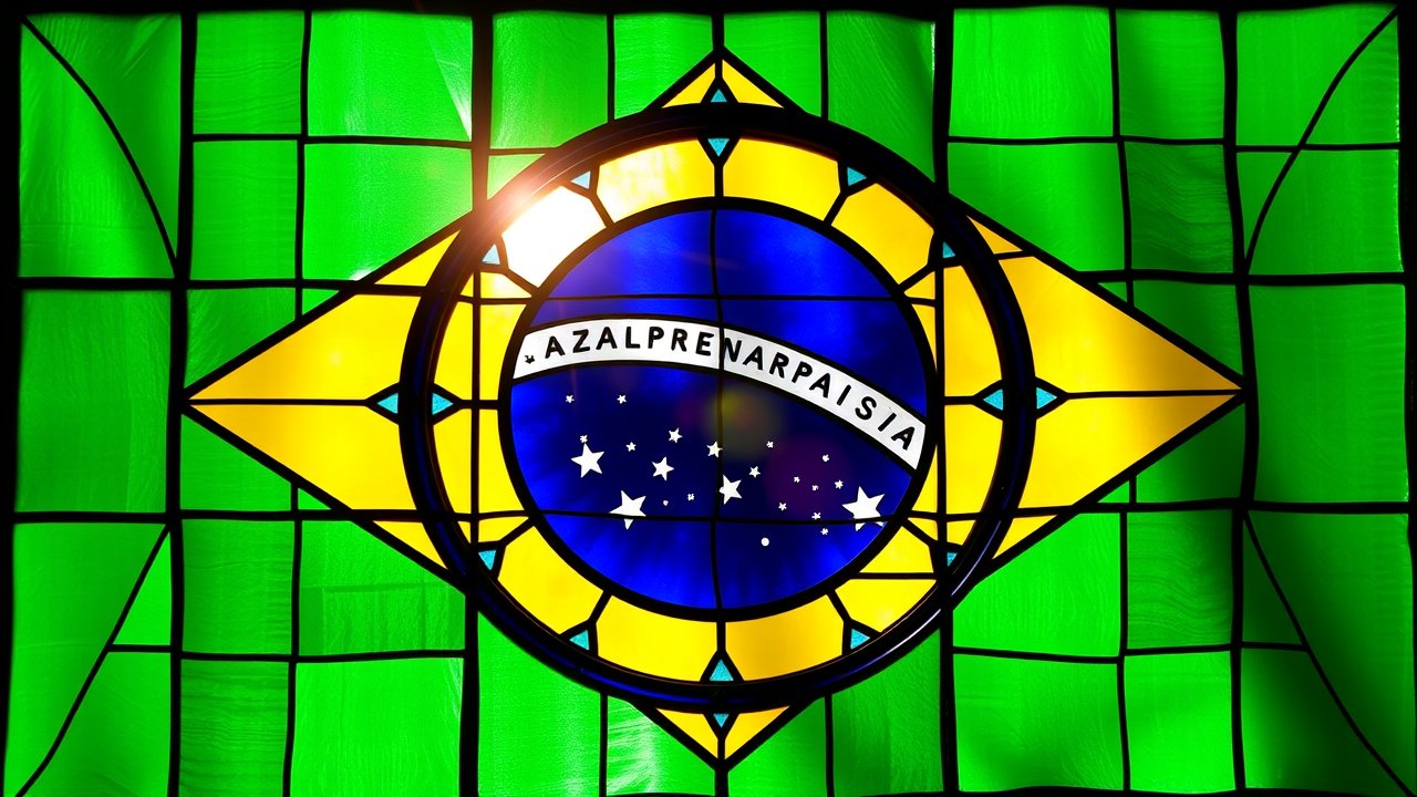 Flag of Brazil 🇧🇷 in stained glass style