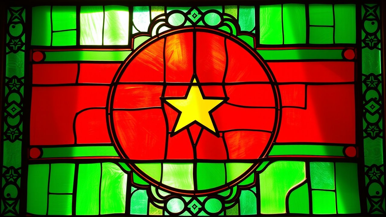 Flag of Burkina Faso 🇧🇫 in stained glass style