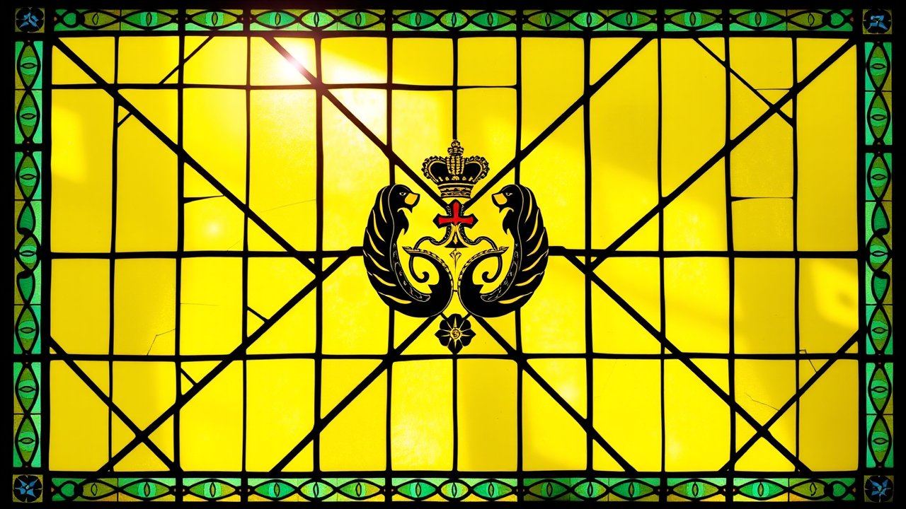 Flag of Brunei 🇧🇳 in stained glass style