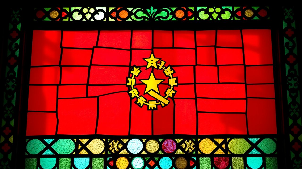 Flag of Angola 🇦🇴 in stained glass style