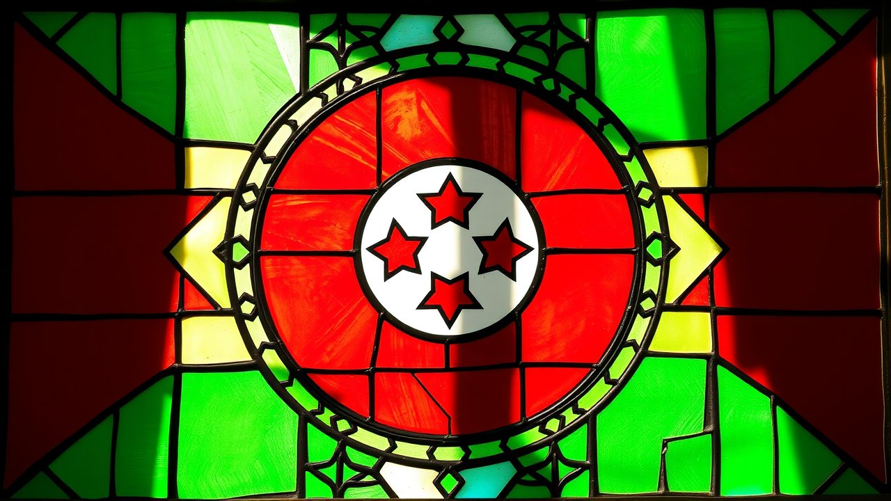 Flag of Burundi 🇧🇮 in stained glass style