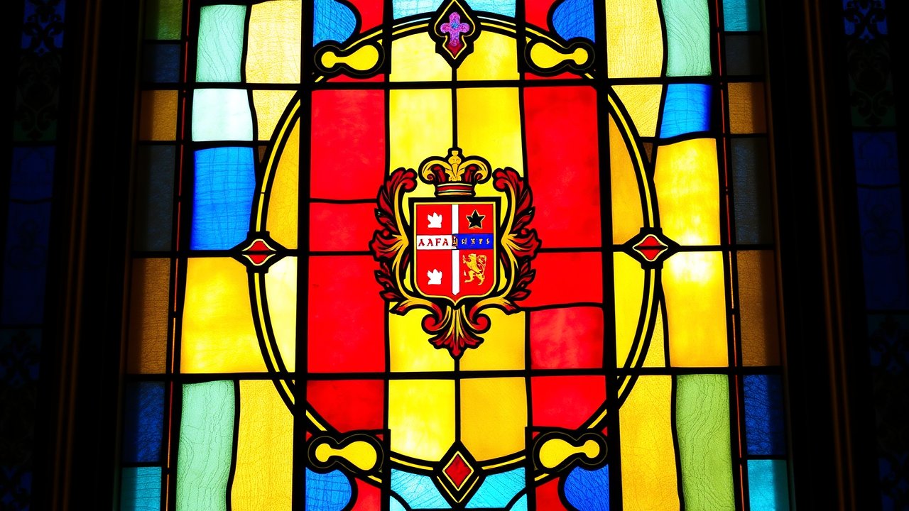 Flag of Andorra 🇦🇩 in stained glass style