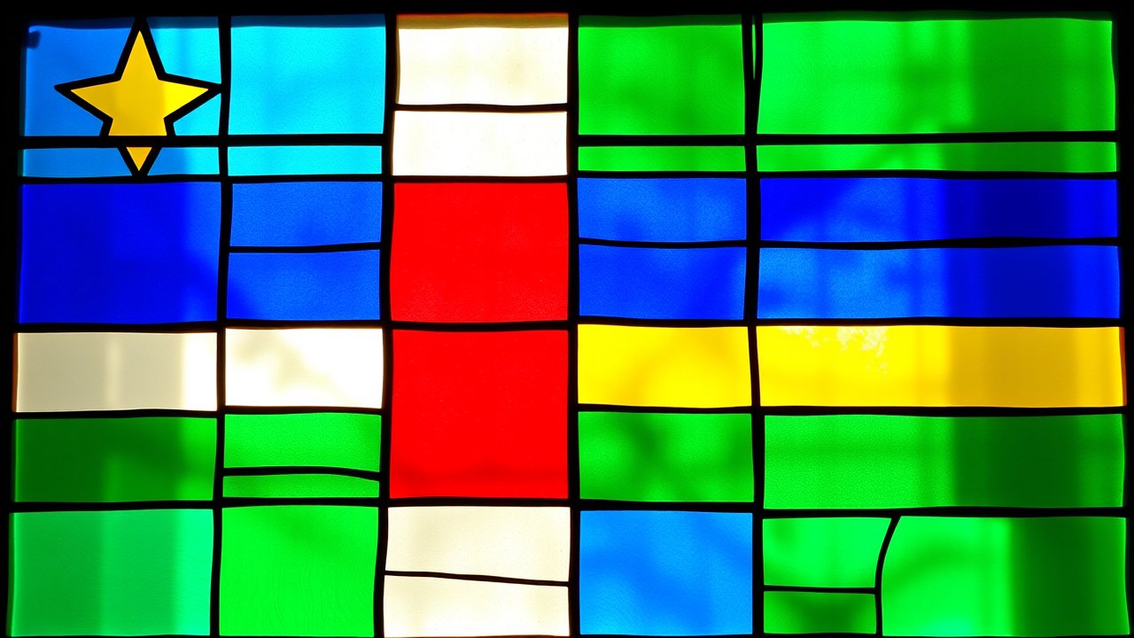Flag of Central African Republic 🇨🇫 in stained glass style
