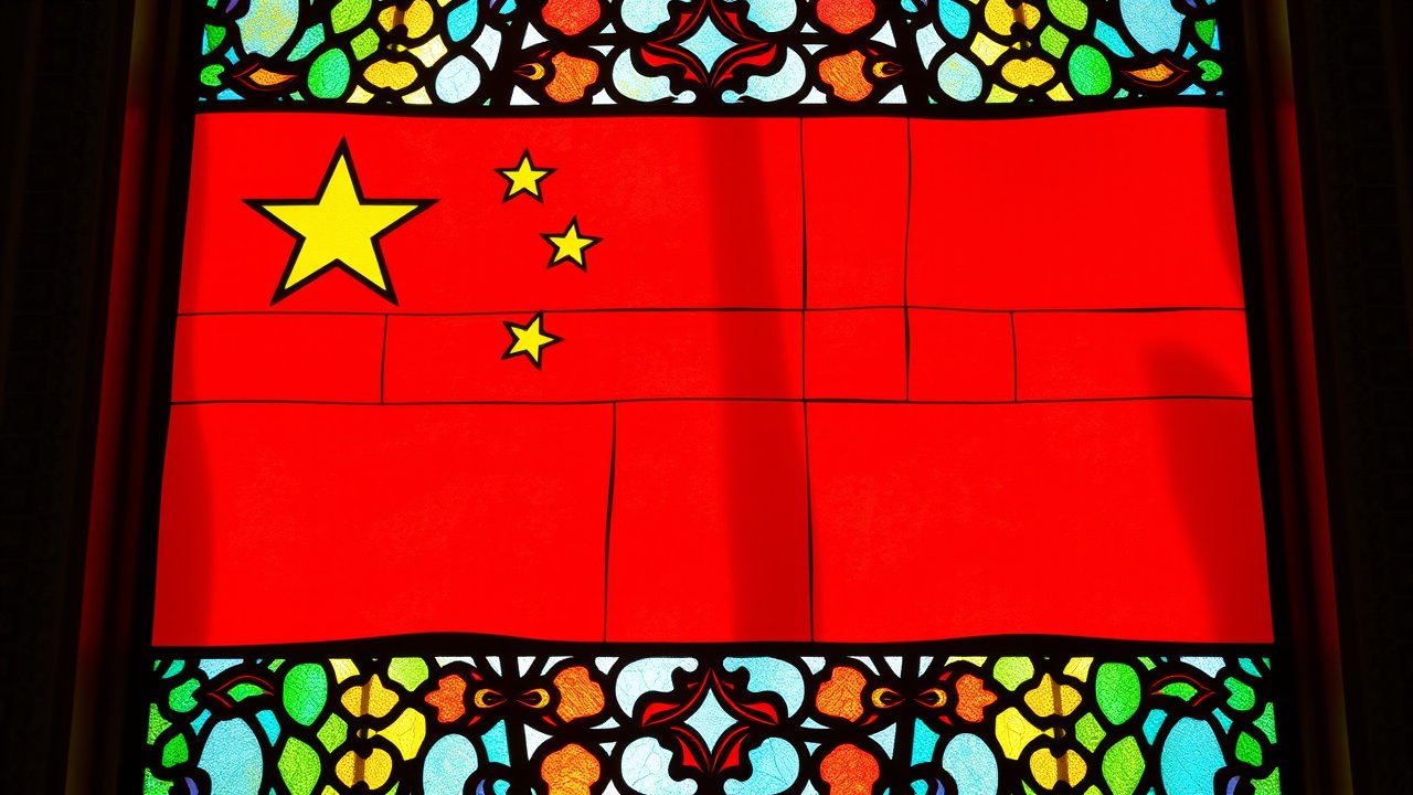 Flag of China 🇨🇳 in stained glass style
