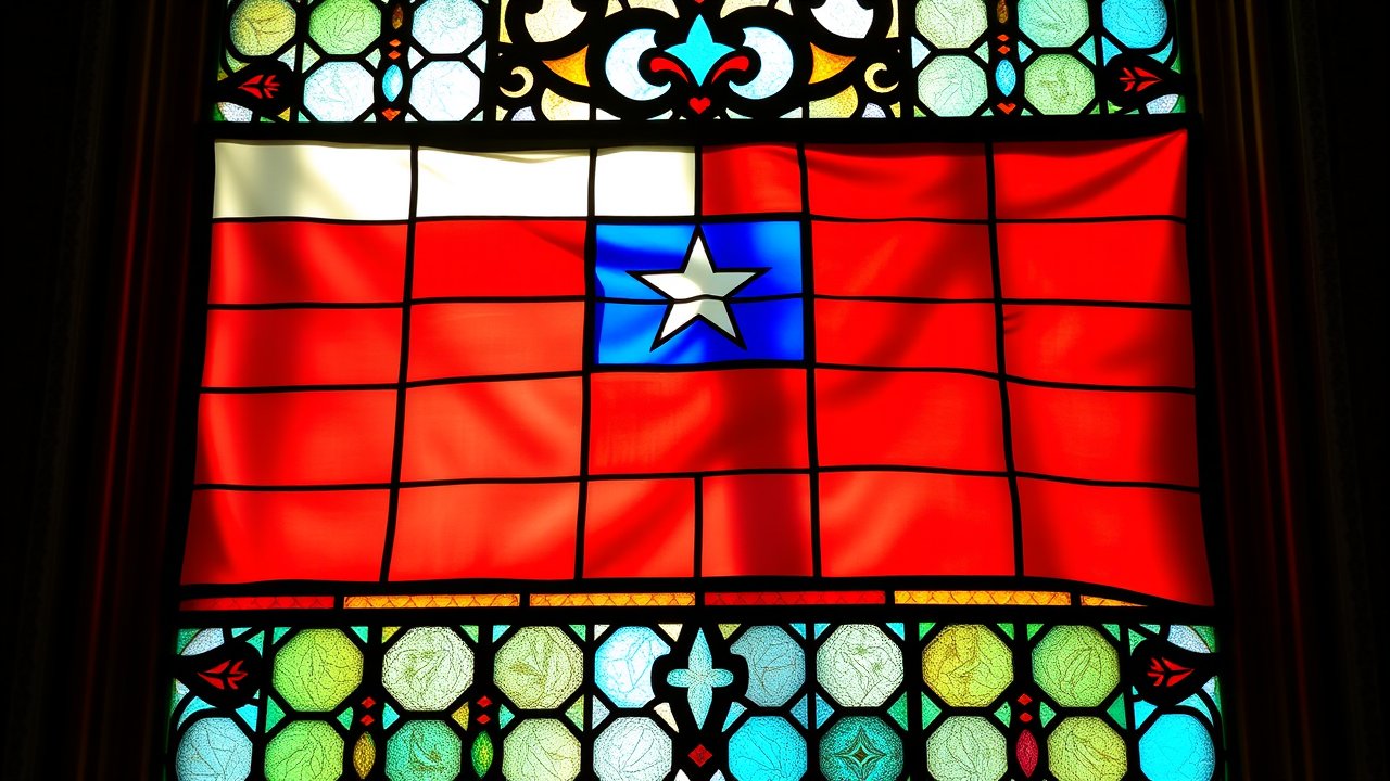 Flag of Chile 🇨🇱 in stained glass style