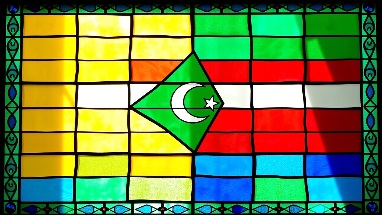 Flag of Comoros 🇰🇲 in stained glass style