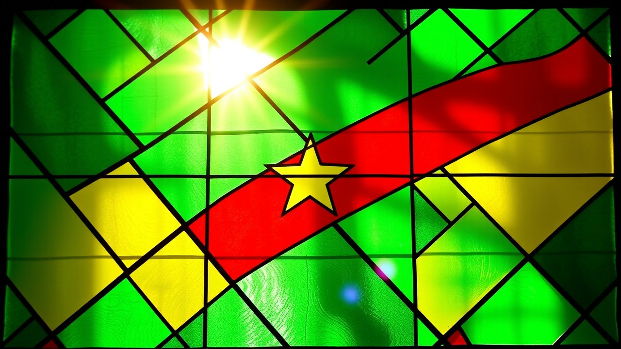 Flag of Congo 🇨🇬 in stained glass style