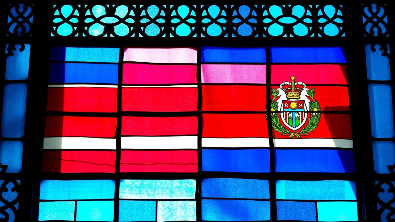 Flag of Costa Rica 🇨🇷 in stained glass style