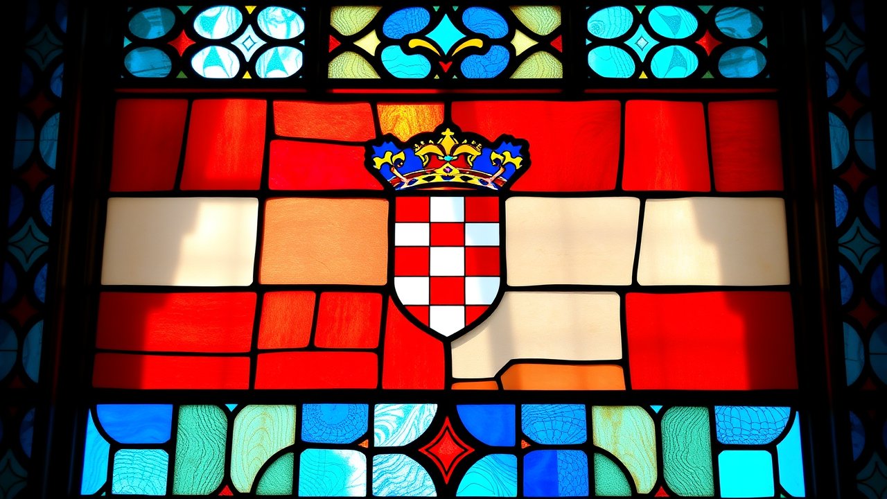 Flag of Croatia 🇭🇷 in stained glass style